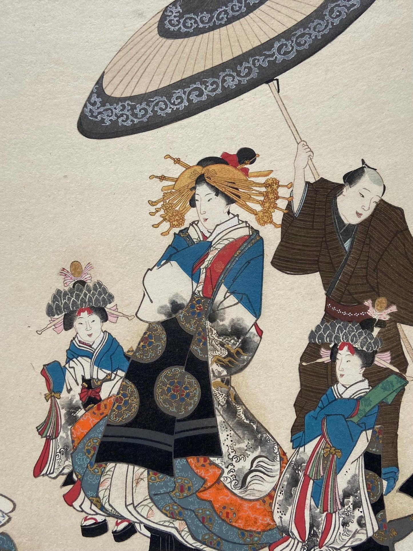 Japanese antique Ukiyoe, woodcut print, 1906, Japanese antique woodblock print, Utagawa Kunisada, from Ukiyoe-ha-gashu.