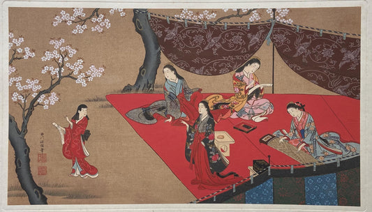 Japanese antique Ukiyoe, woodcut print, 1906, Japanese antique woodblock print, Nishikawa Sukenobu, from Ukiyoe-ha-gashu.