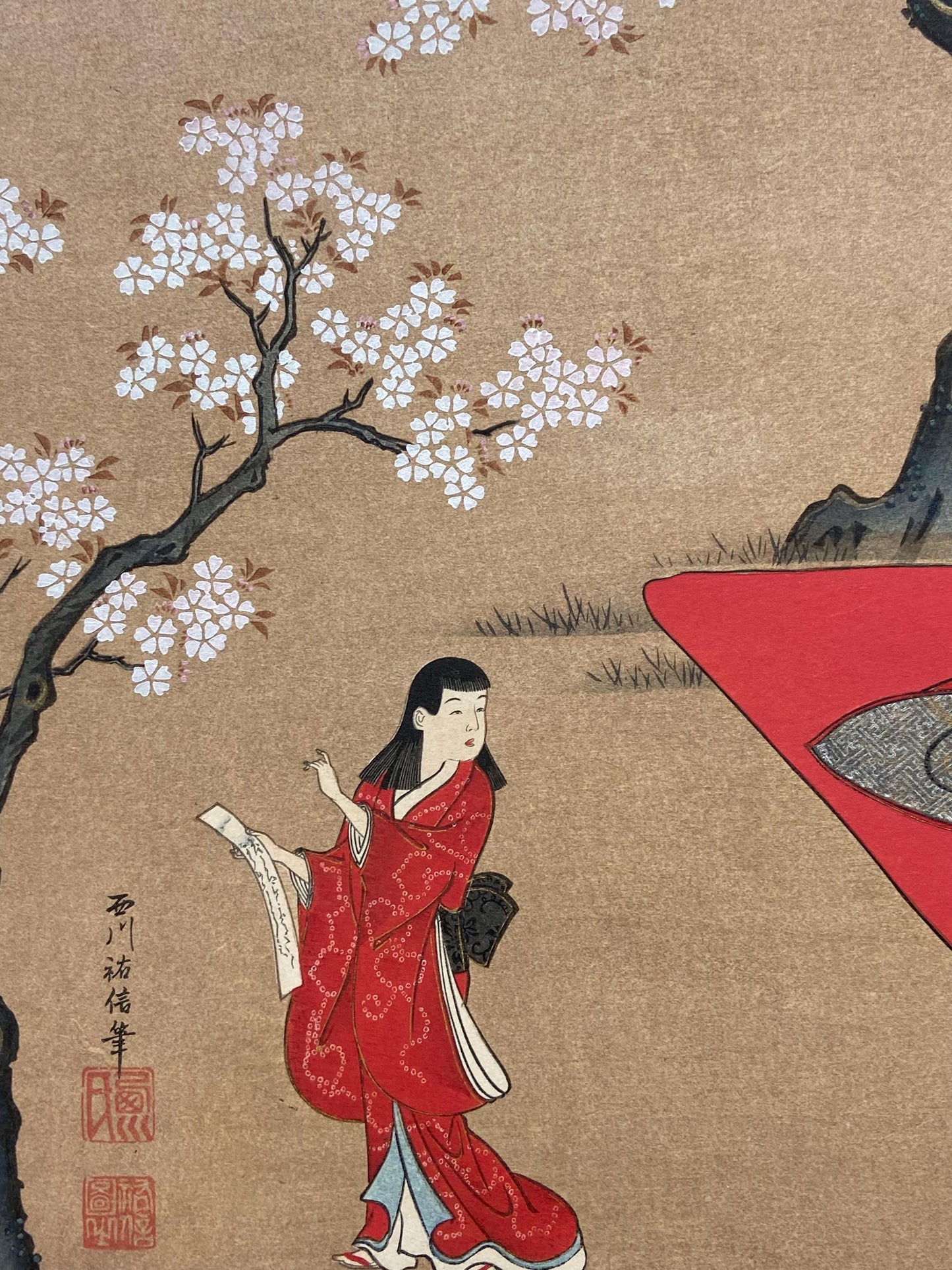 Japanese antique Ukiyoe, woodcut print, 1906, Japanese antique woodblock print, Nishikawa Sukenobu, from Ukiyoe-ha-gashu.