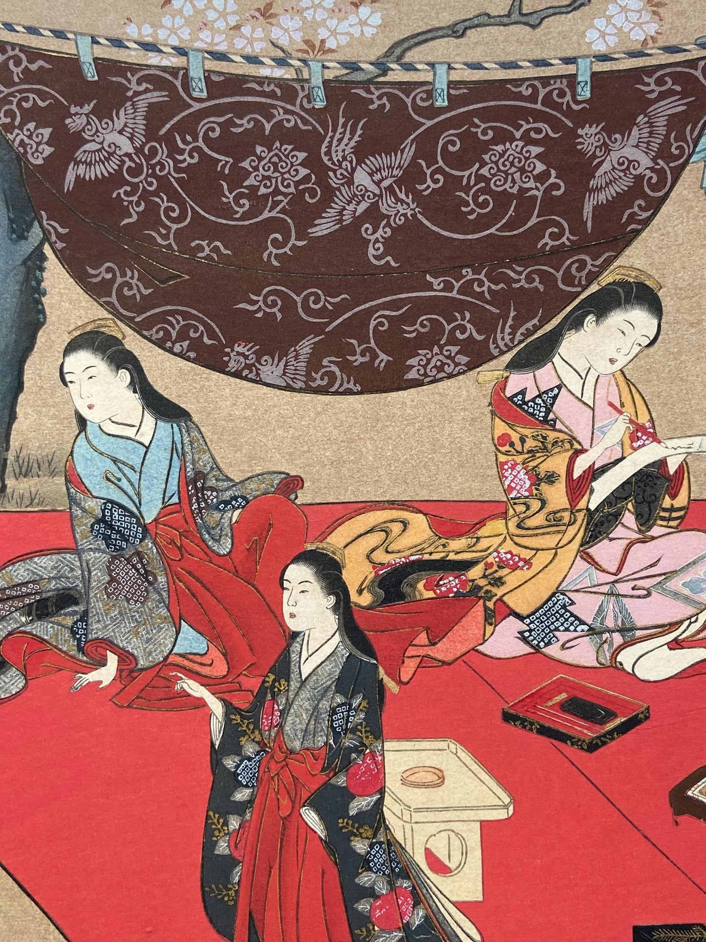 Japanese antique Ukiyoe, woodcut print, 1906, Japanese antique woodblock print, Nishikawa Sukenobu, from Ukiyoe-ha-gashu.