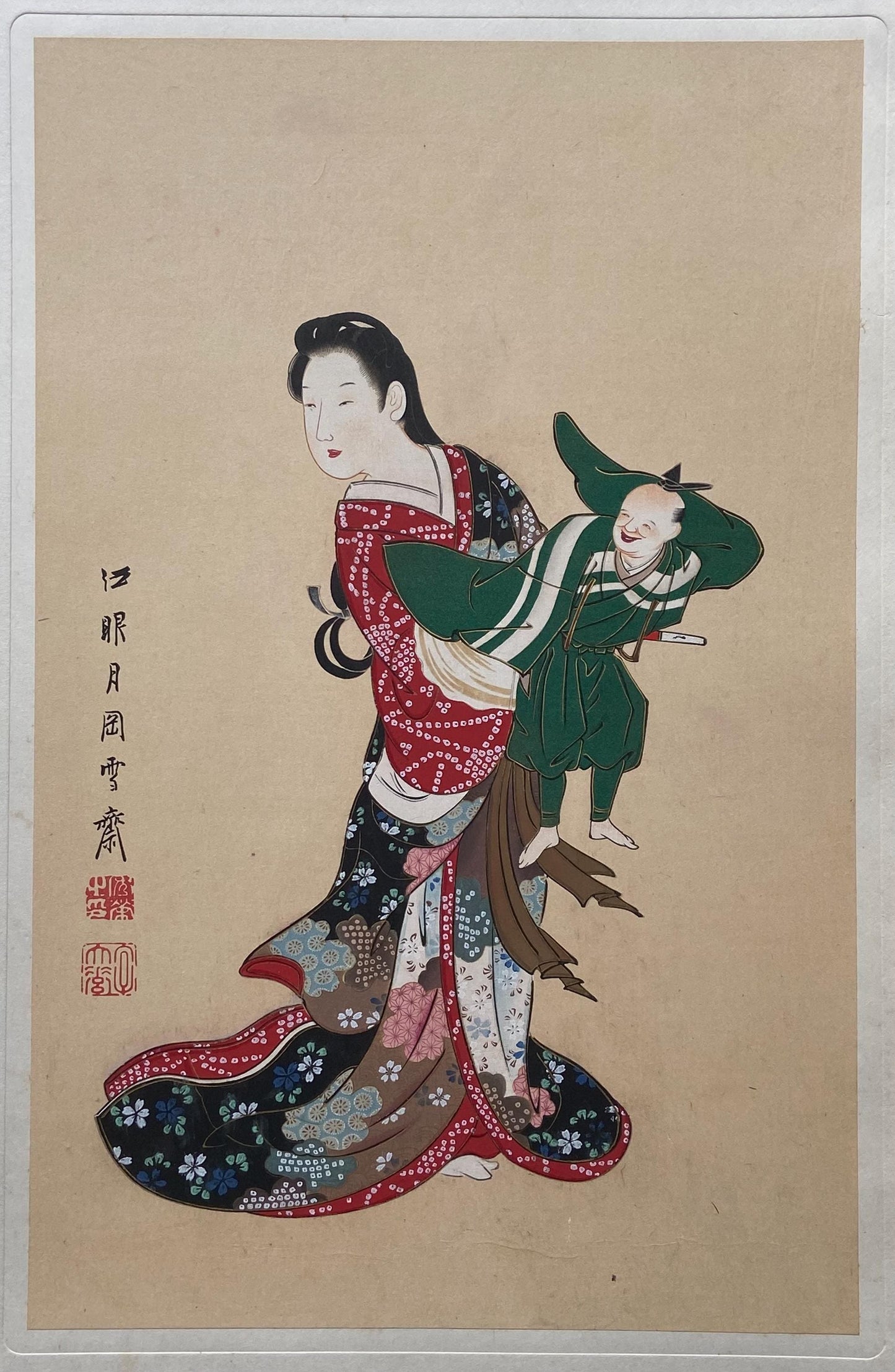 Japanese antique Ukiyoe, woodcut print, 1906, Japanese antique woodblock print, Yukioka Sekkai, from Ukiyoe-ha-gashu.