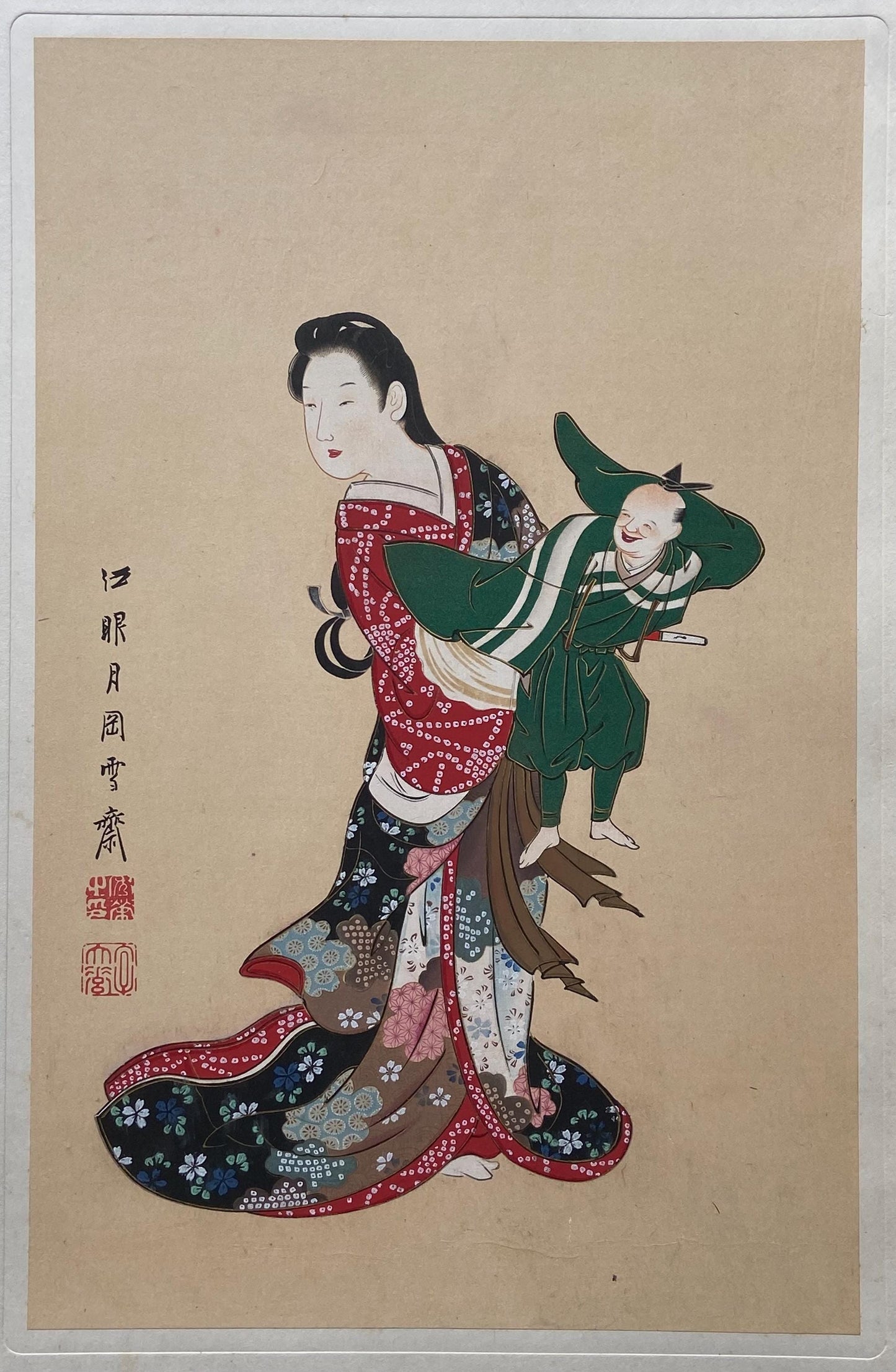 Japanese antique Ukiyoe, woodcut print, 1906, Japanese antique woodblock print, Yukioka Sekkai, from Ukiyoe-ha-gashu.