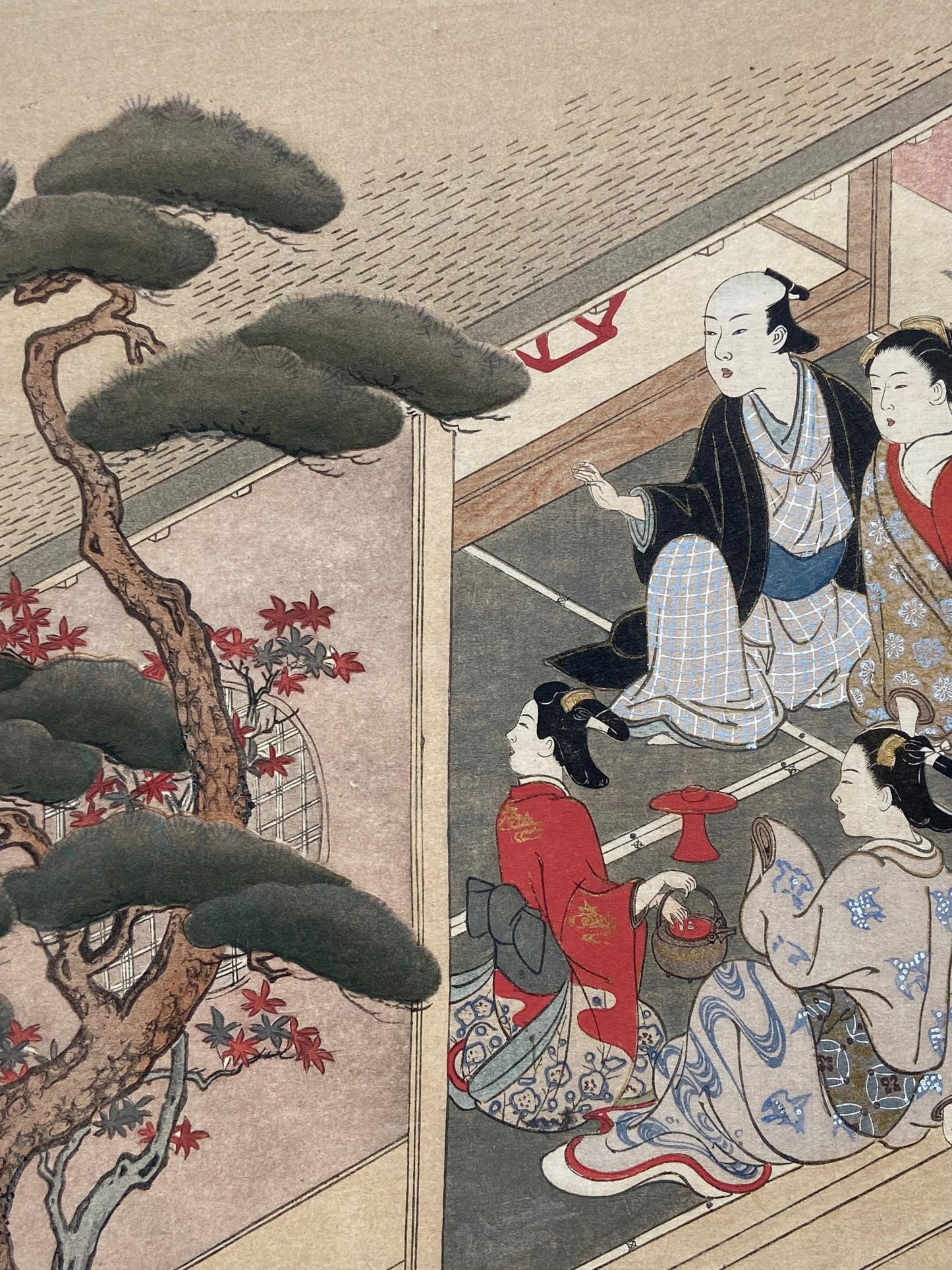 Japanese antique Ukiyoe, woodcut print, 1906, Japanese antique woodblock print, Nishikawa Sukenobu, from Ukiyoe-ha-gashu.