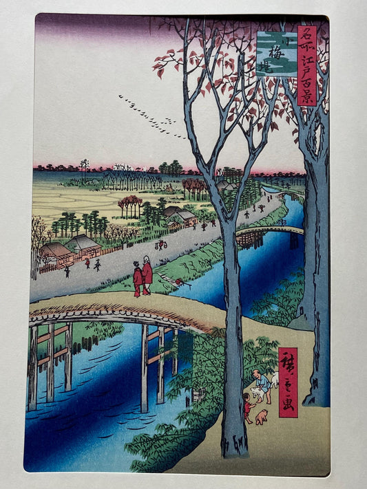 Hiroshige, "Koume Embankment (Koumezutsumi), from the series One Hundred Famous Views of Edo (Meisho Edo hyakkei)".