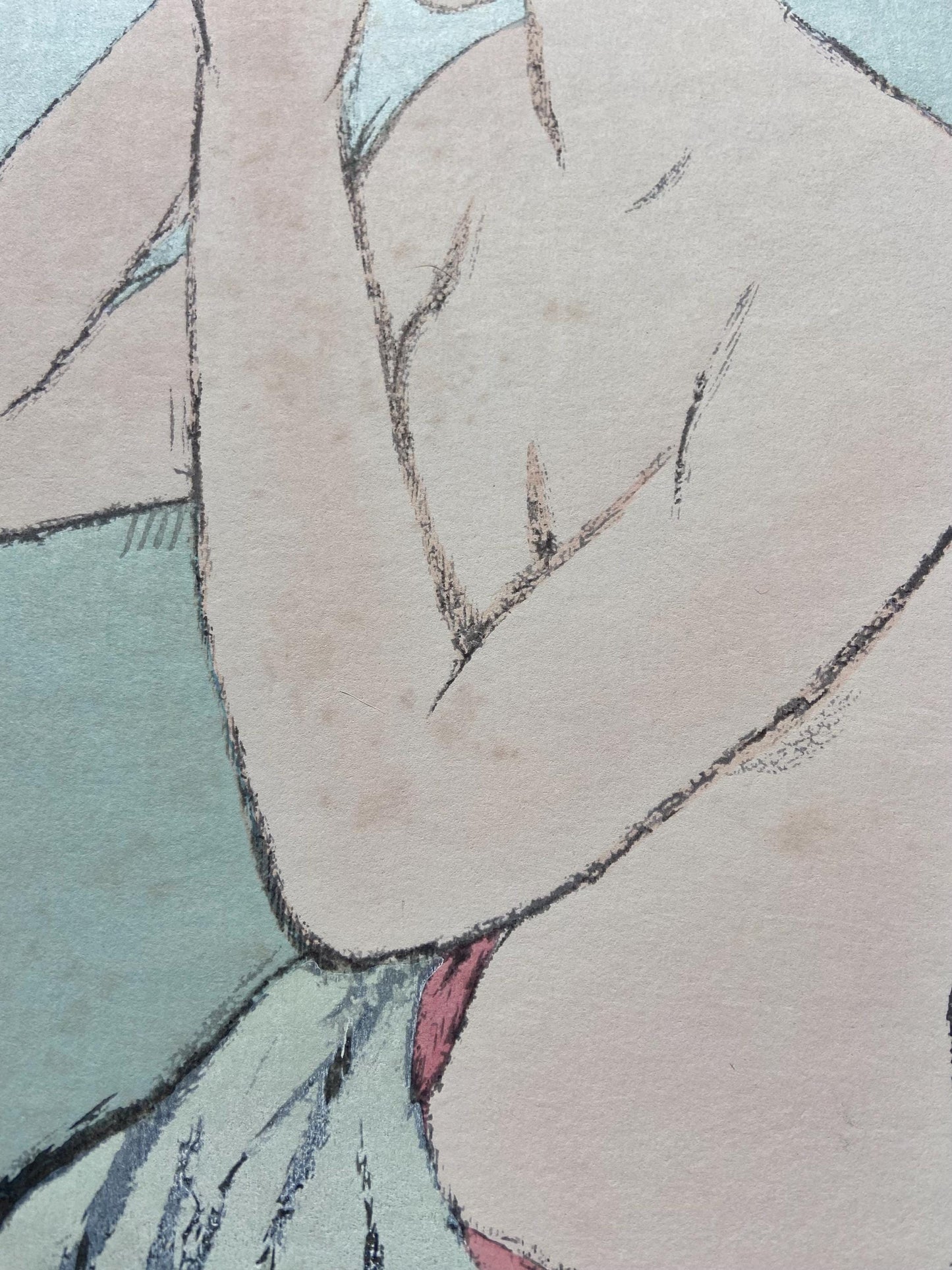 Japanese Ukiyoe, Shin-Hanga, Woodblock print, Takehisa Yumeji, "The Texture of Flannel"