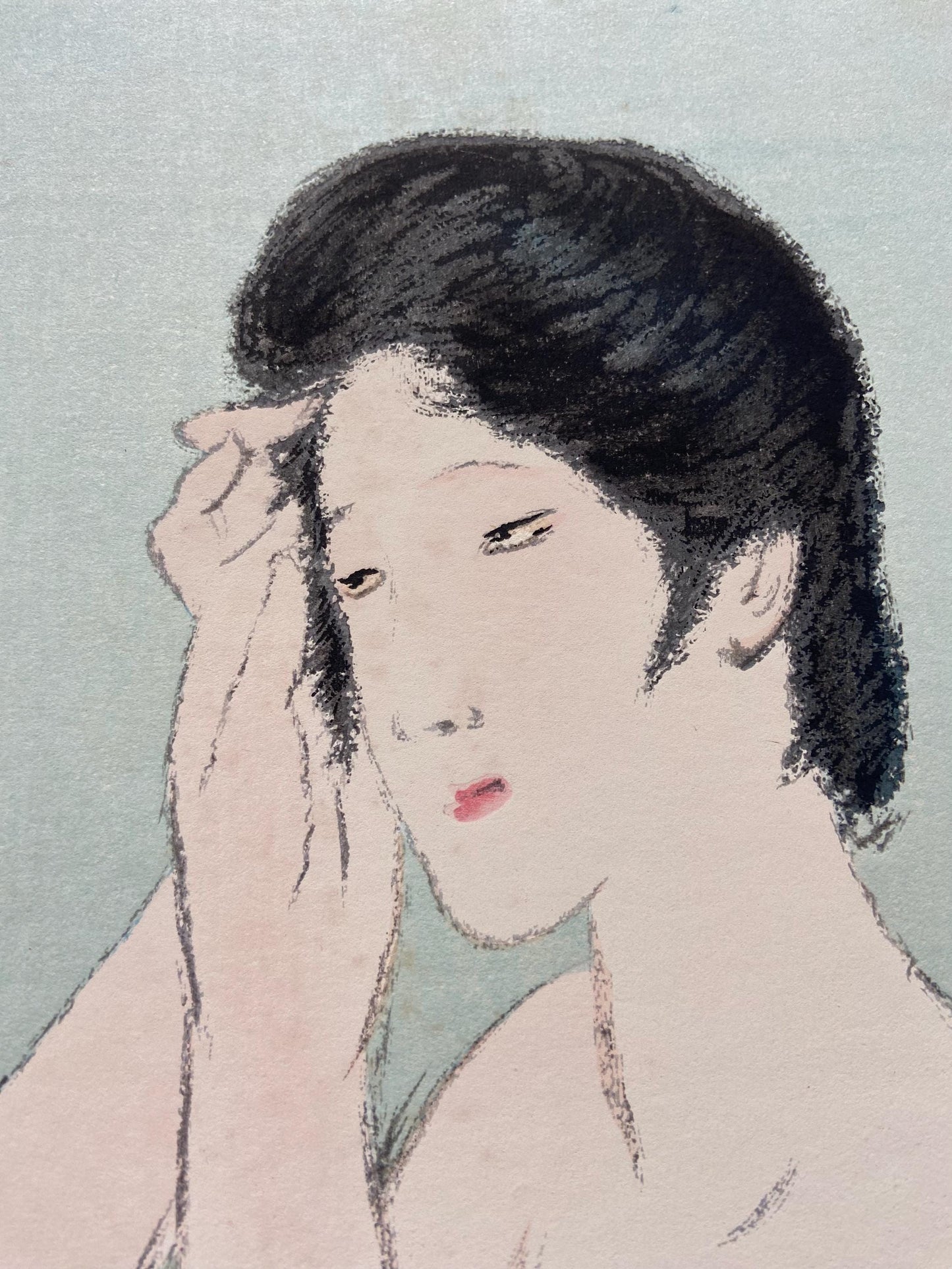 Japanese Ukiyoe, Shin-Hanga, Woodblock print, Takehisa Yumeji, "The Texture of Flannel"