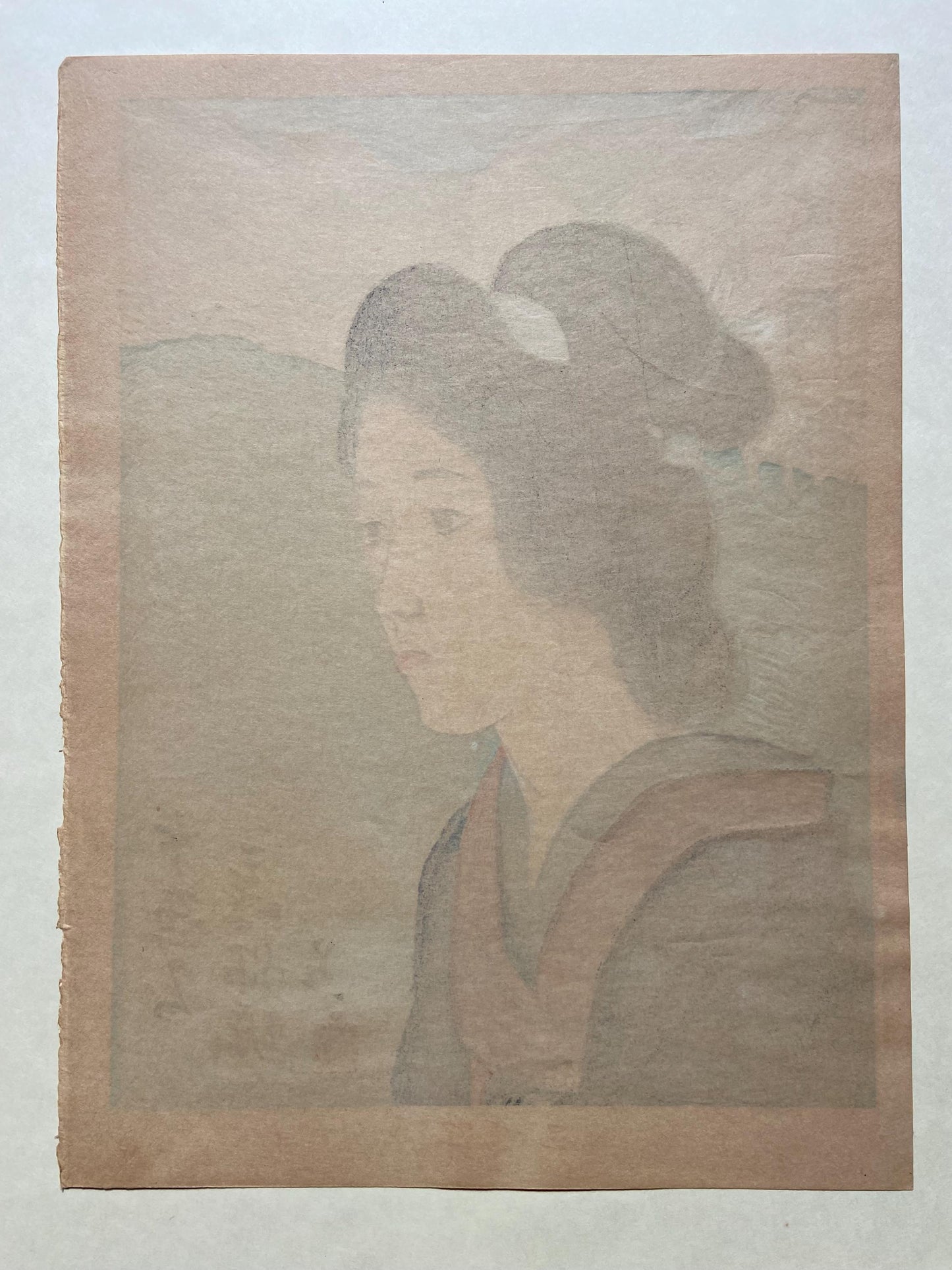 Japanese Ukiyoe, Shin-Hanga, Woodblock print, Takehisa Yumeji, "三味線堀"