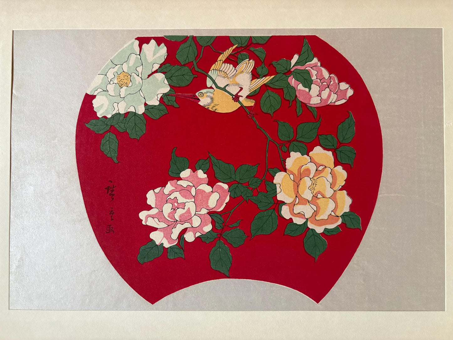 Japanese Ukiyoe, Woodblock print, Hiroshige, "Rose"