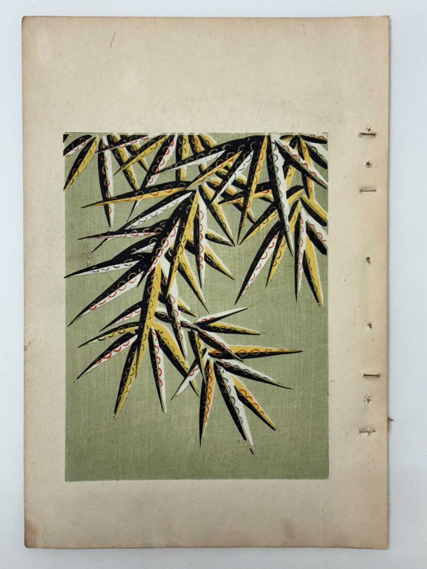 Japanese Antique Original Woodcut Print, Japanese design, Around 1900, Shin-Bijutsukai 9, Antique Japanese print, Kimono Design.