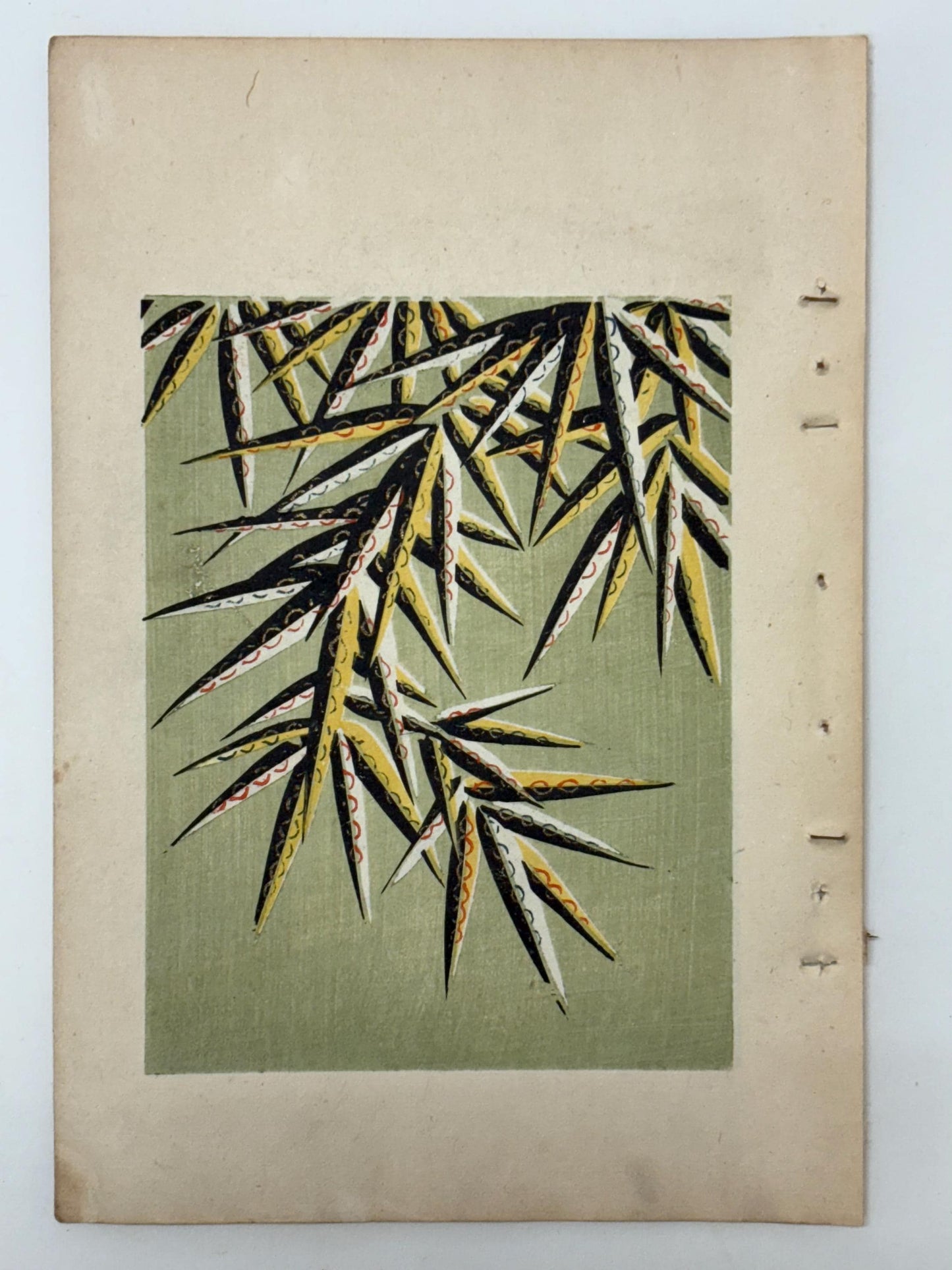 Japanese Antique Original Woodcut Print, Japanese design, Around 1900, Shin-Bijutsukai 9, Antique Japanese print, Kimono Design.