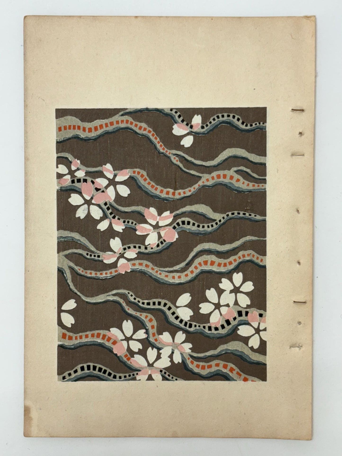 Japanese Antique Original Woodcut Print, Japanese design, Around 1900, Shin-Bijutsukai 9, Antique Japanese print, Kimono Design.