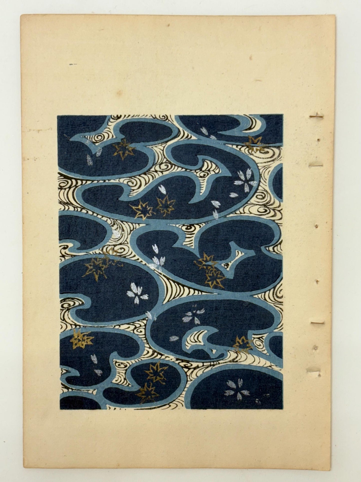 Japanese Antique Original Woodcut Print, Japanese design, Around 1900, Shin-Bijutsukai 9, Antique Japanese print, Kimono Design.