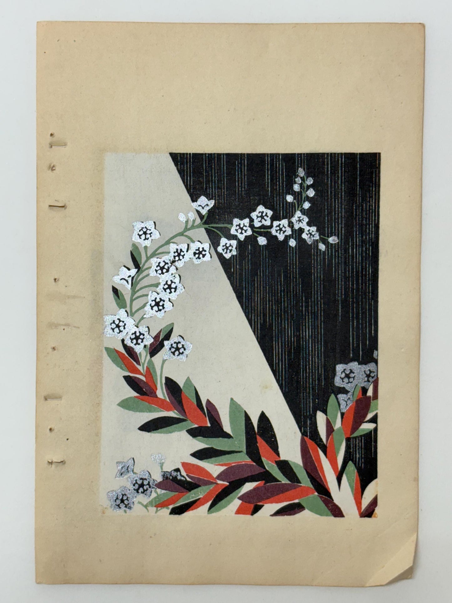 Japanese Antique Original Woodcut Print, Japanese design, Around 1900, Shin-Bijutsukai 9, Antique Japanese print, Kimono Design.
