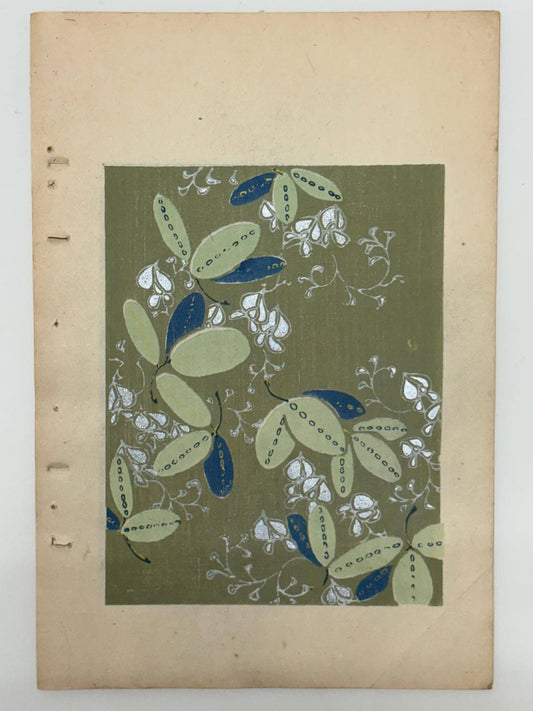 Japanese Antique Original Woodcut Print, Japanese design, Around 1900, Shin-Bijutsukai 9, Antique Japanese print, Kimono Design.