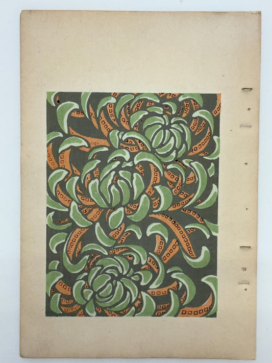 Japanese Antique Original Woodcut Print, Japanese design, Around 1900, Shin-Bijutsukai 10, Antique Japanese print, Kimono Design.