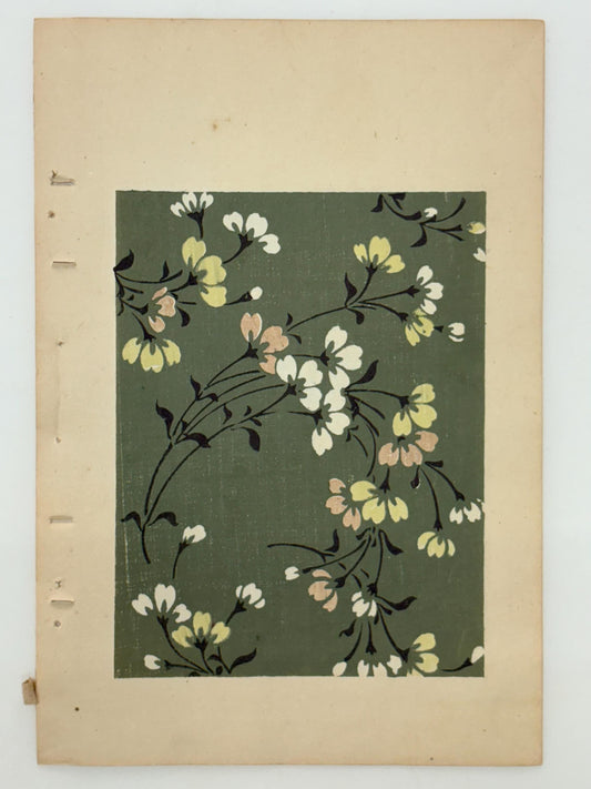Japanese Antique Original Woodcut Print, Japanese design, Around 1900, Shin-Bijutsukai 10, Antique Japanese print, Kimono Design.