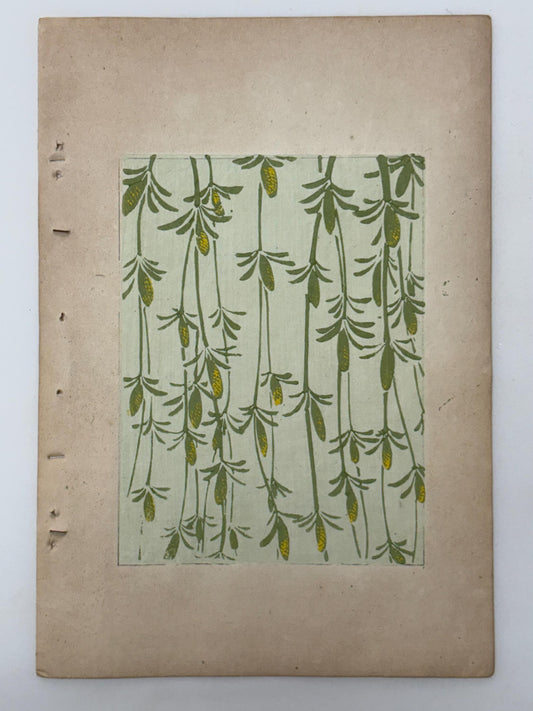 Japanese Antique Original Woodcut Print, Japanese design, Around 1900, Shin-Bijutsukai 11, Antique Japanese print, Kimono Design.