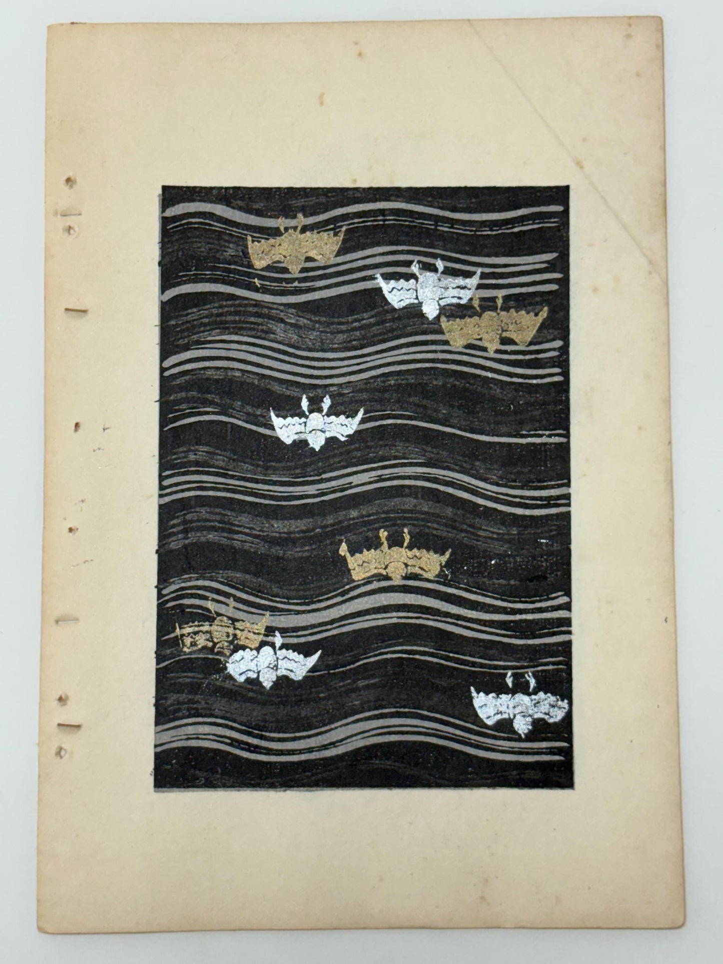 Japanese Antique Original Woodcut Print, Japanese design, Around 1900, Shin-Bijutsukai 11, Antique Japanese print, Kimono Design.