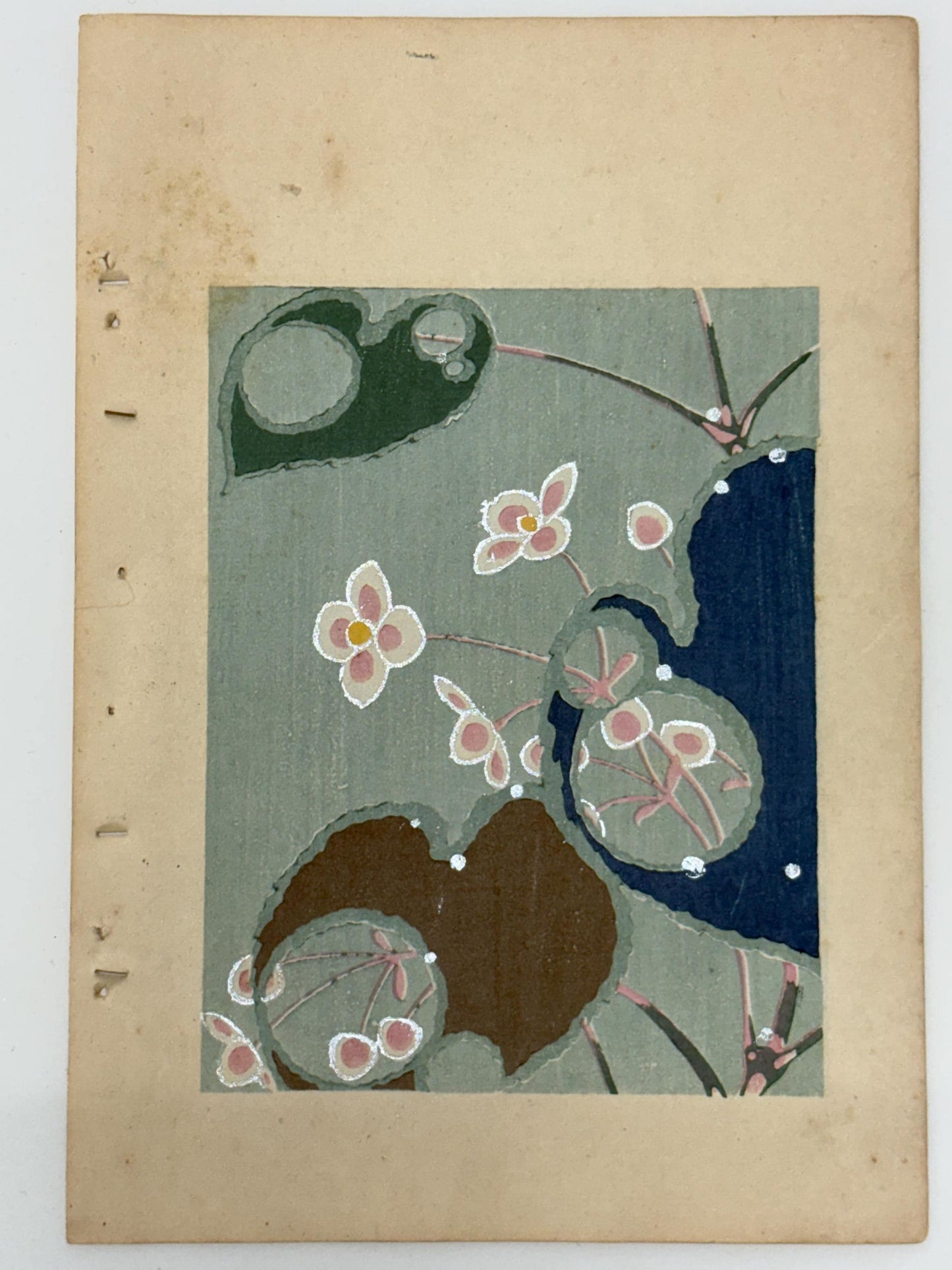 Japanese Antique Original Woodcut Print, Japanese design, Around 1900, Shin-Bijutsukai 11, Antique Japanese print, Kimono Design.