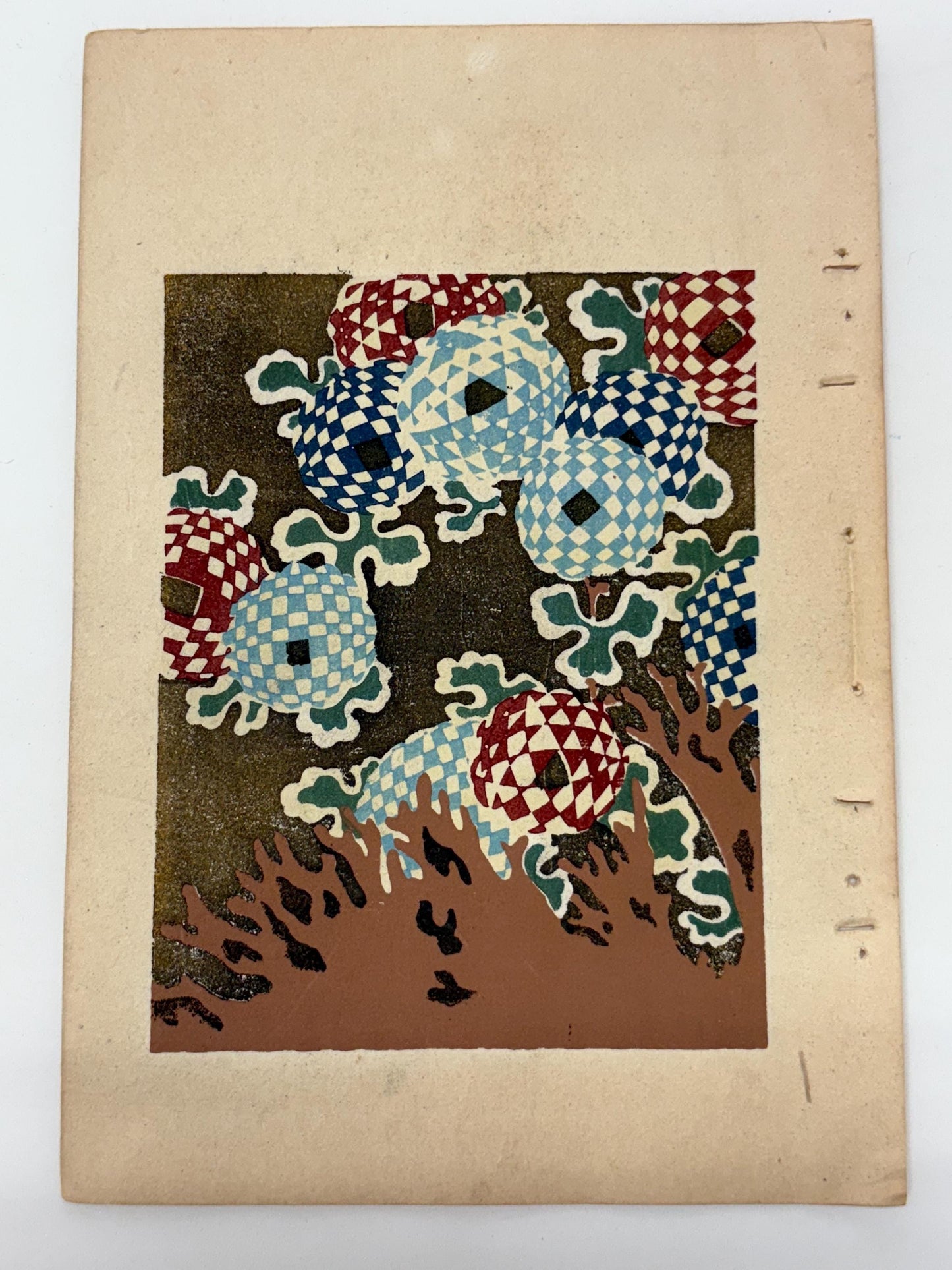 Japanese Antique Original Woodcut Print, Japanese design, Around 1900, Shin-Bijutsukai 12, Antique Japanese print, Kimono Design.