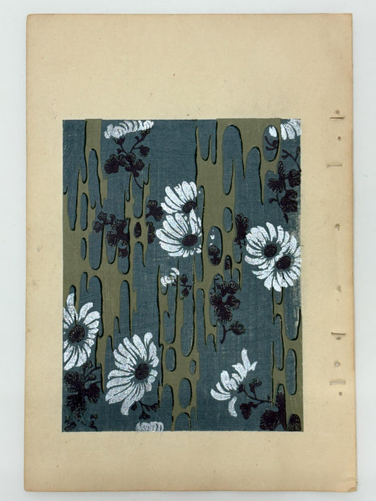 Japanese Antique Original Woodcut Print, Japanese design, Around 1900, Shin-Bijutsukai 12, Antique Japanese print, Kimono Design.