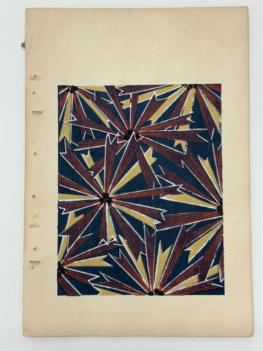 Japanese Antique Original Woodcut Print, Japanese design, Around 1900, Shin-Bijutsukai 12, Antique Japanese print, Kimono Design.