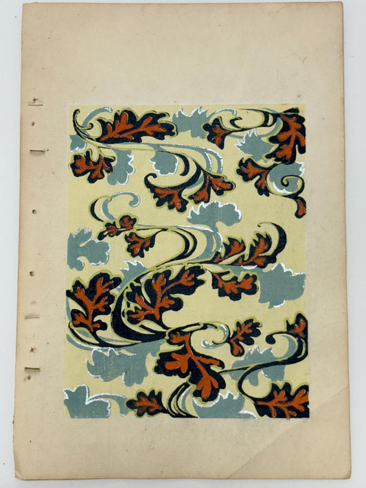 Japanese Antique Original Woodcut Print, Japanese design, Around 1900, Shin-Bijutsukai 12, Antique Japanese print, Kimono Design.