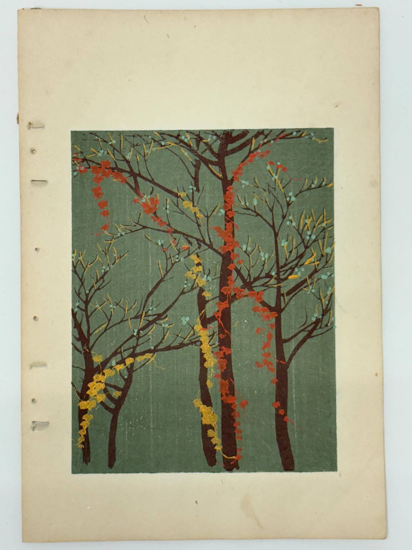 Japanese Antique Original Woodcut Print, Japanese design, Around 1900, Shin-Bijutsukai 12, Antique Japanese print, Kimono Design.