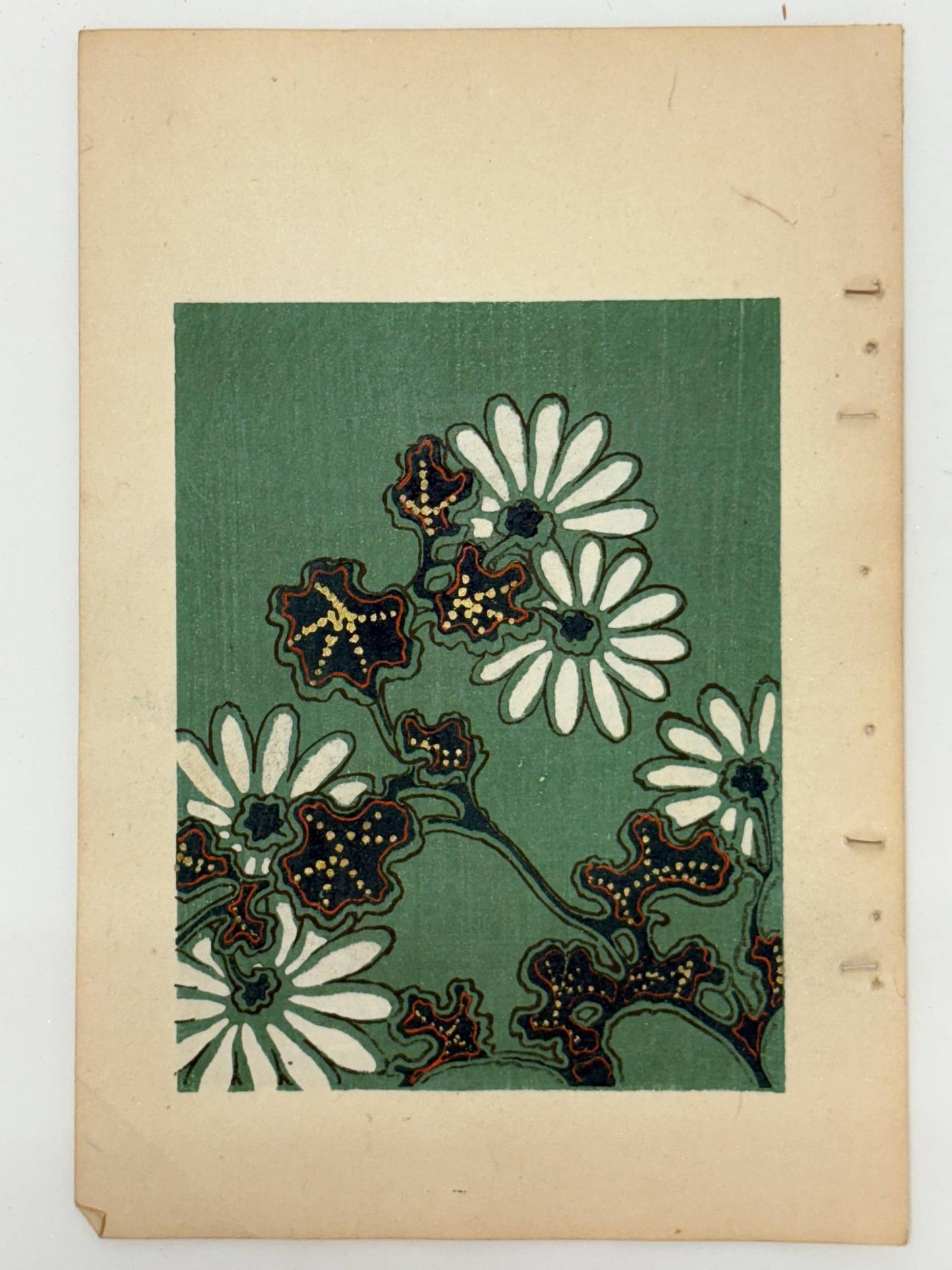 Japanese Antique Original Woodcut Print, Japanese design, Around 1900, Shin-Bijutsukai 12, Antique Japanese print, Kimono Design.