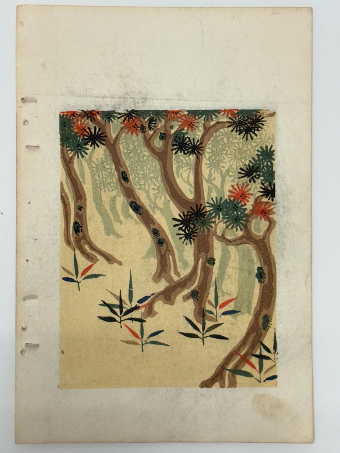 Japanese Antique Original Woodcut Print, Japanese design, Around 1900, Shin-Bijutsukai 12, Antique Japanese print, Kimono Design.