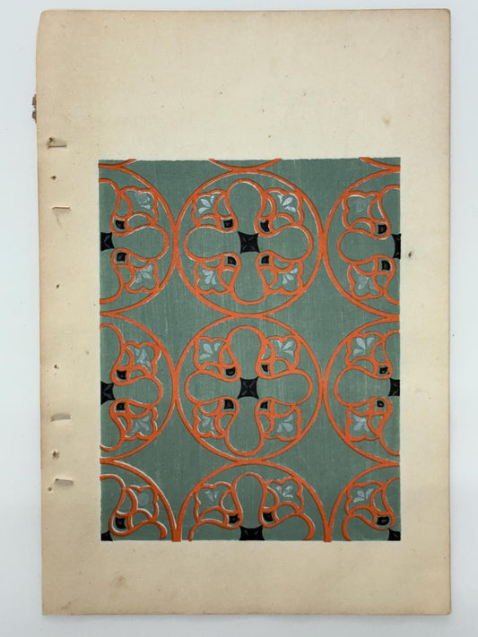 Japanese Antique Original Woodcut Print, Japanese design, Around 1900, Shin-Bijutsukai 12, Antique Japanese print, Kimono Design.