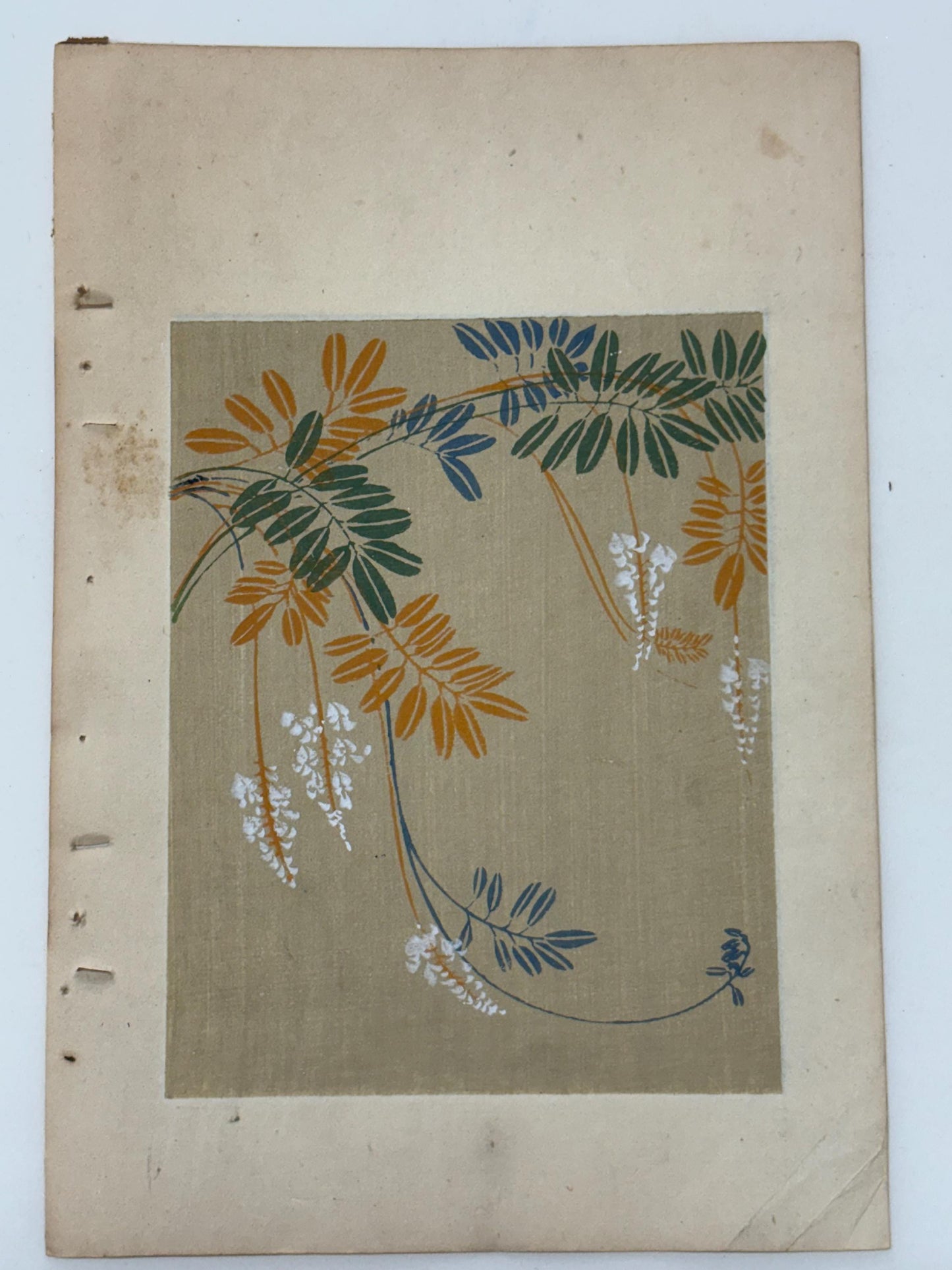 Japanese Antique Original Woodcut Print, Japanese design, Around 1900, Shin-Bijutsukai 12, Antique Japanese print, Kimono Design.