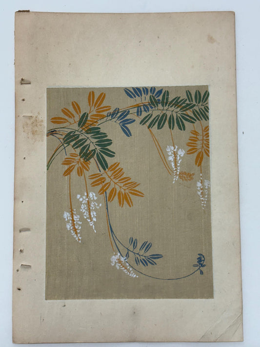 Japanese Antique Original Woodcut Print, Japanese design, Around 1900, Shin-Bijutsukai 12, Antique Japanese print, Kimono Design.