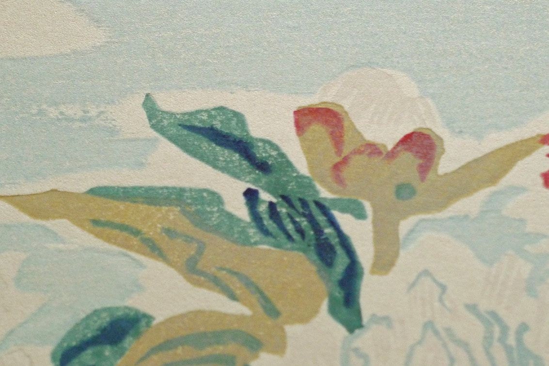 1932, Ukiyoe, Original Sōsaku-hanga, Woodblock print,  Kotozuka Eiichi, "Paeonia lactiflora"