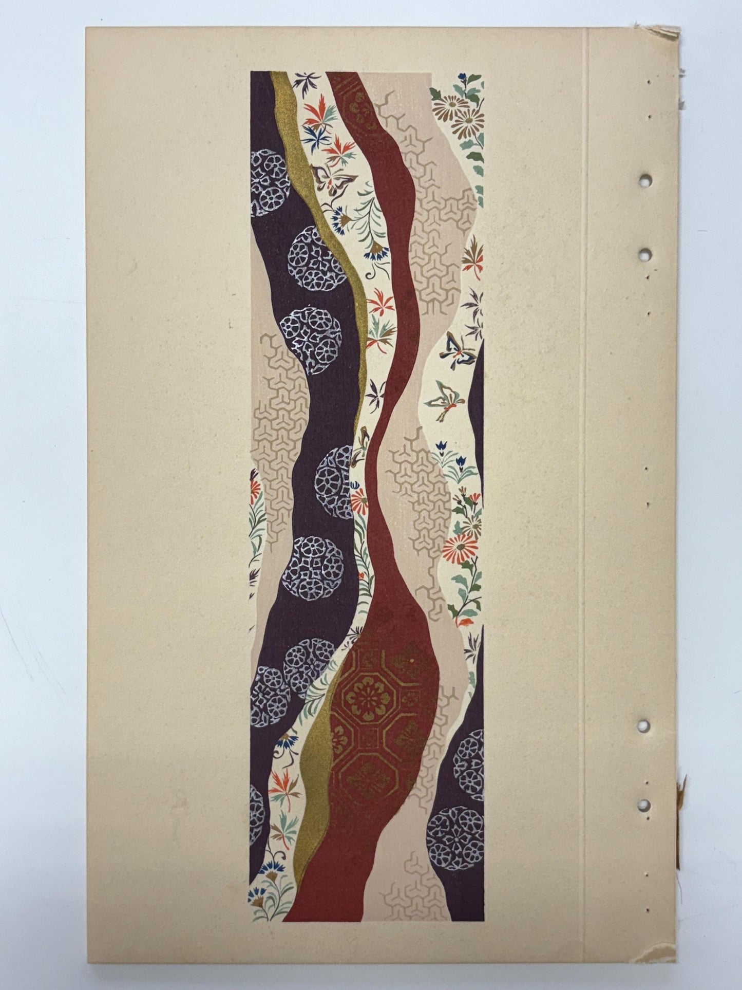 Japanese antique woodblock print, Design, 1937, Kawarazaki Kodo, Kimono design. 2-10