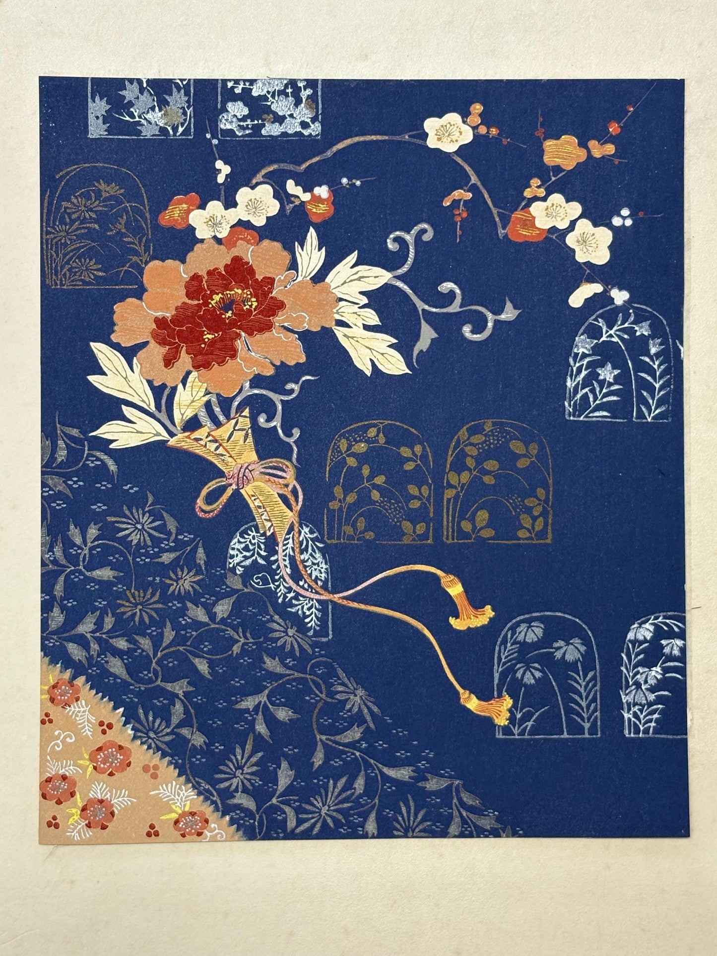 Japanese antique woodcut design book, 1936, Ueno Tameji, "Tsurezuregusa(Essays in Idleness)", vol.2.