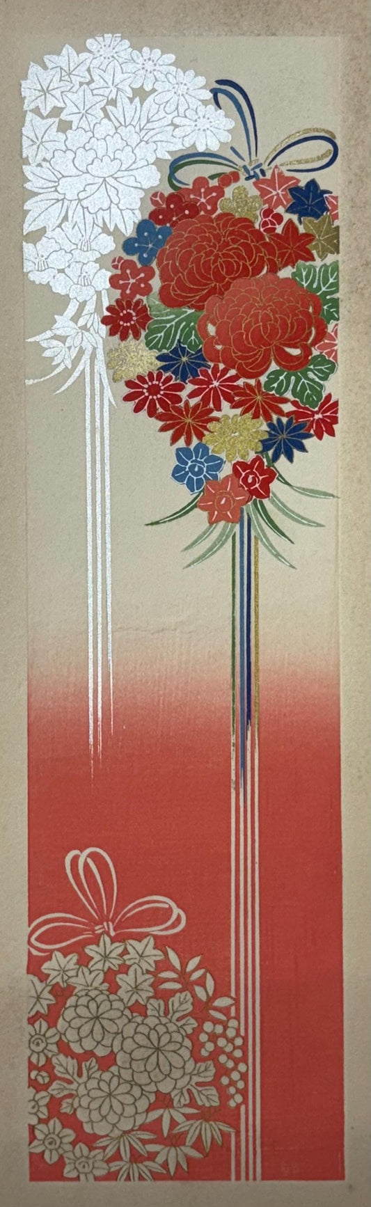 Japanese antique woodblock print, Design, 1937, Kawarazaki Kodo, Kimono design. 2-24