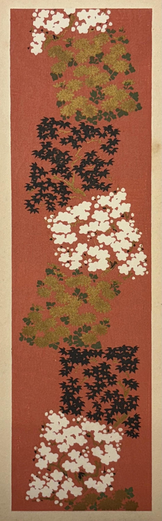 Japanese antique woodblock print, Design, 1937, Kawarazaki Kodo, Kimono design. 2-32