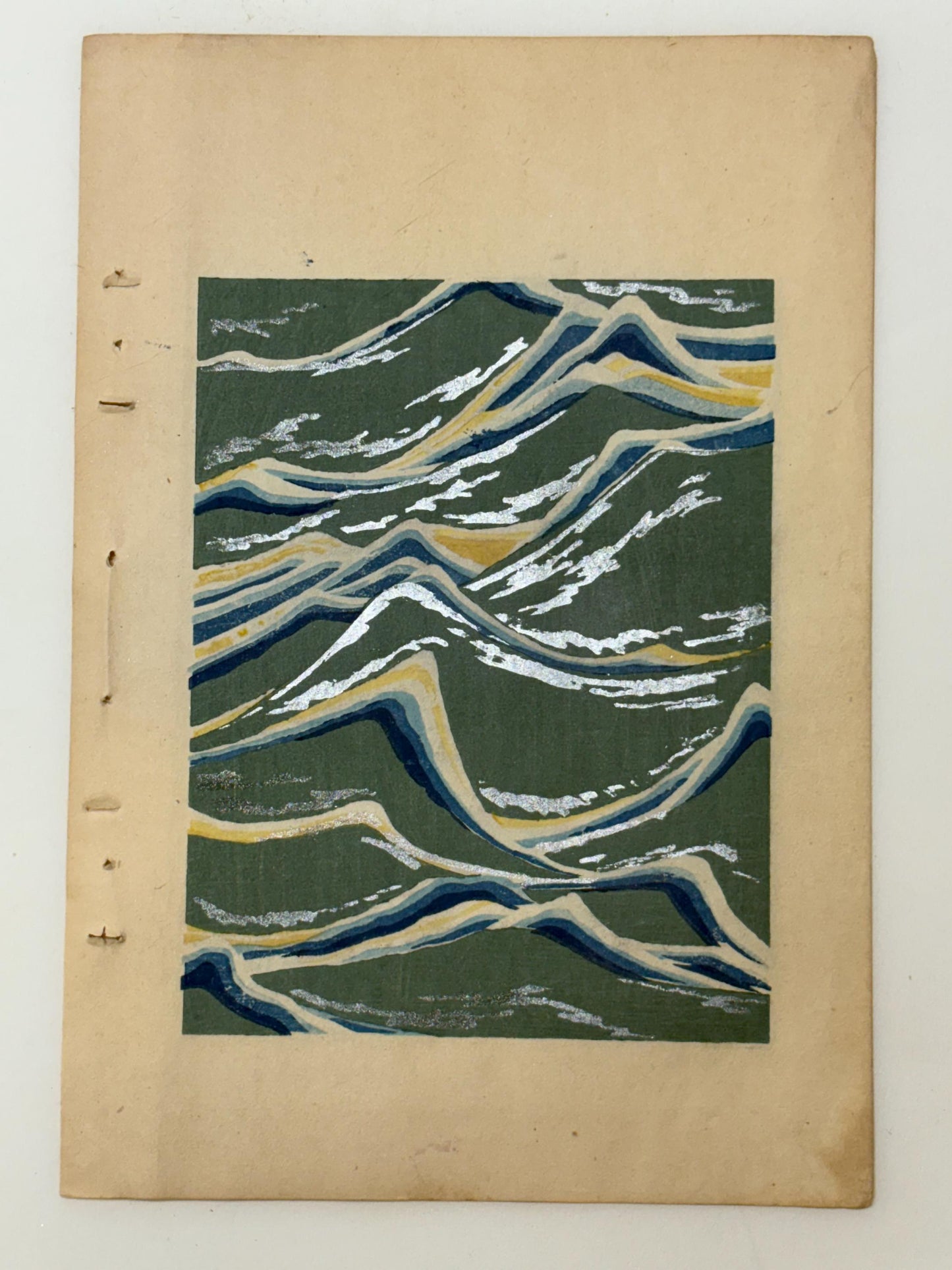Japanese Antique Original Woodcut Print, Japanese design, Around 1900, Shin-Bijutsukai 9, Antique Japanese print, Kimono Design.