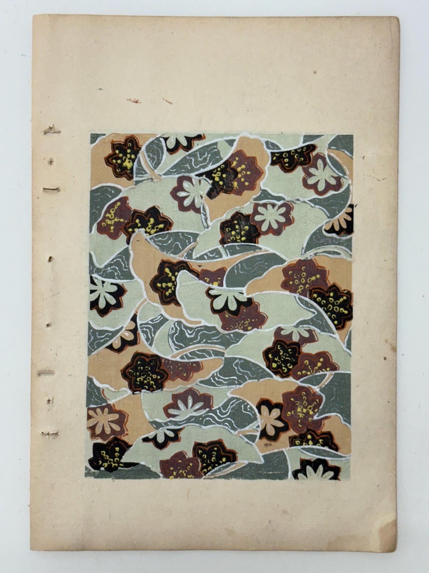 Japanese Antique Original Woodcut Print, Japanese design, Around 1900, Shin-Bijutsukai 9, Antique Japanese print, Kimono Design.