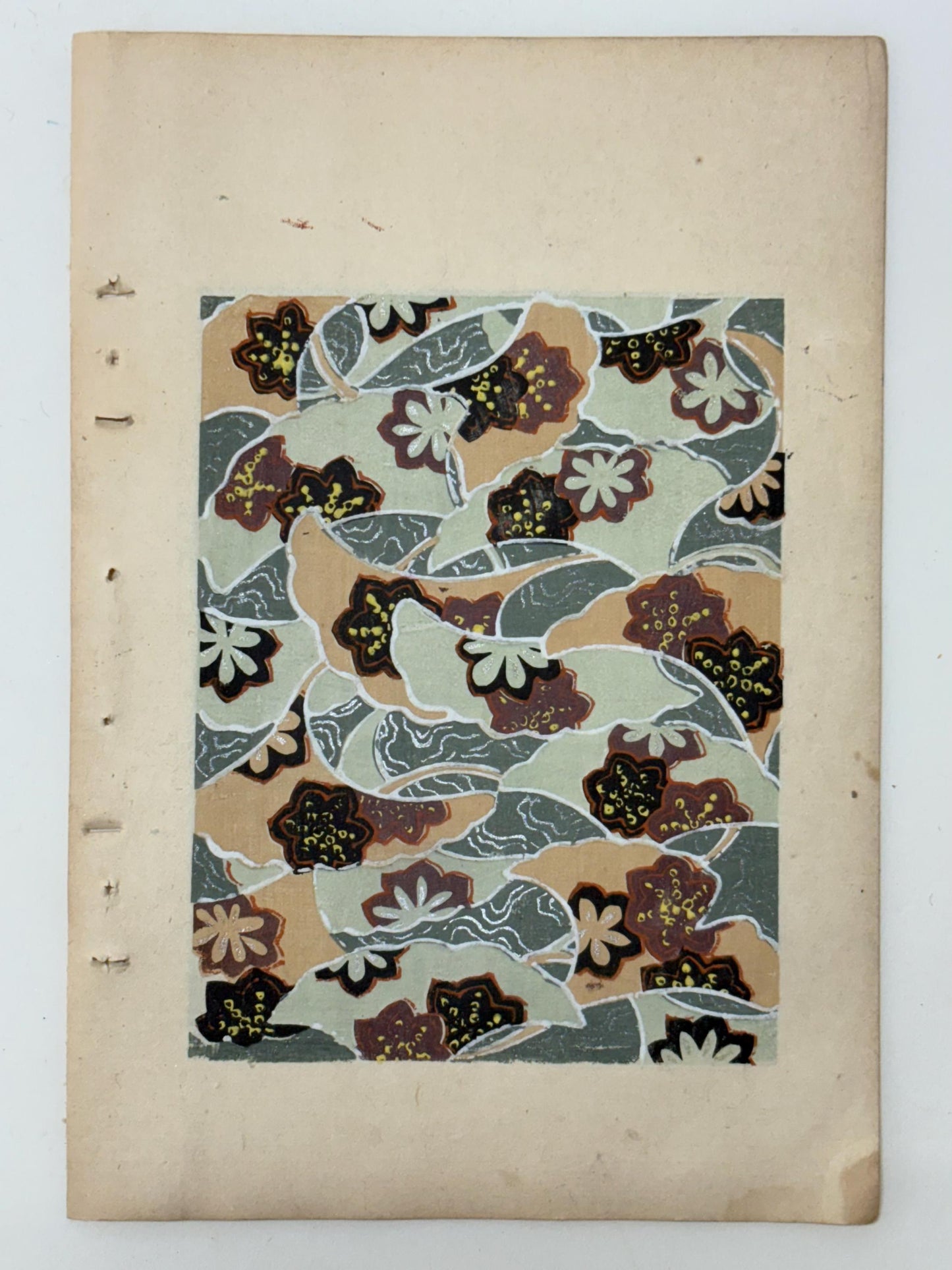 Japanese Antique Original Woodcut Print, Japanese design, Around 1900, Shin-Bijutsukai 9, Antique Japanese print, Kimono Design.