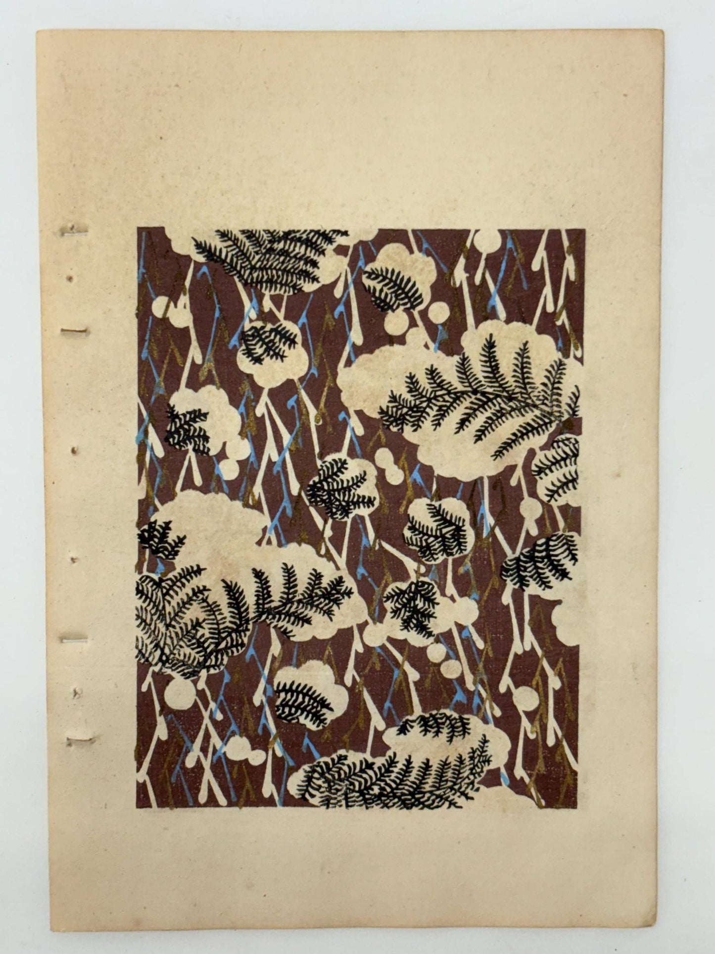 Japanese Antique Original Woodcut Print, Japanese design, Around 1900, Shin-Bijutsukai 9, Antique Japanese print, Kimono Design.
