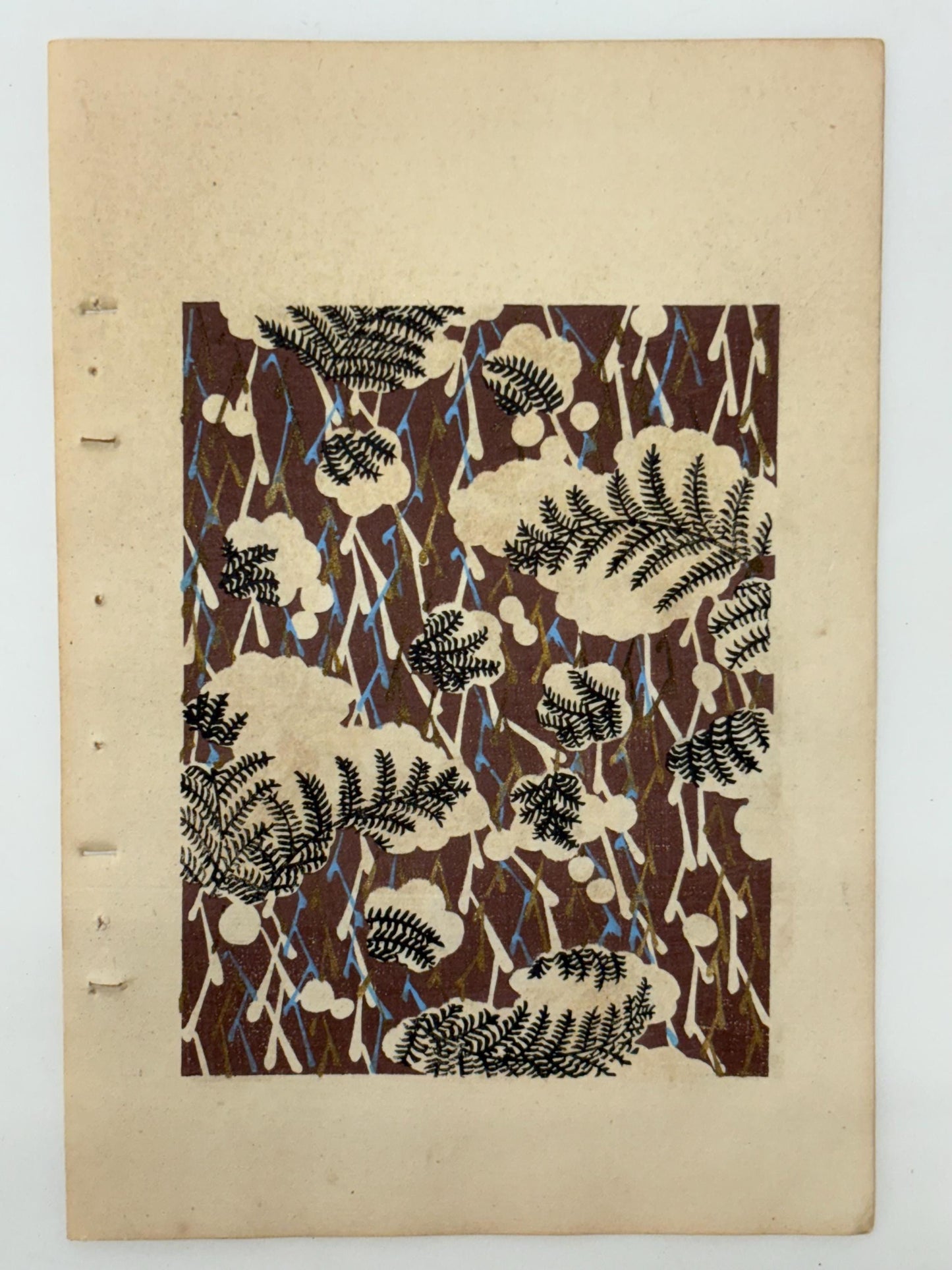 Japanese Antique Original Woodcut Print, Japanese design, Around 1900, Shin-Bijutsukai 9, Antique Japanese print, Kimono Design.