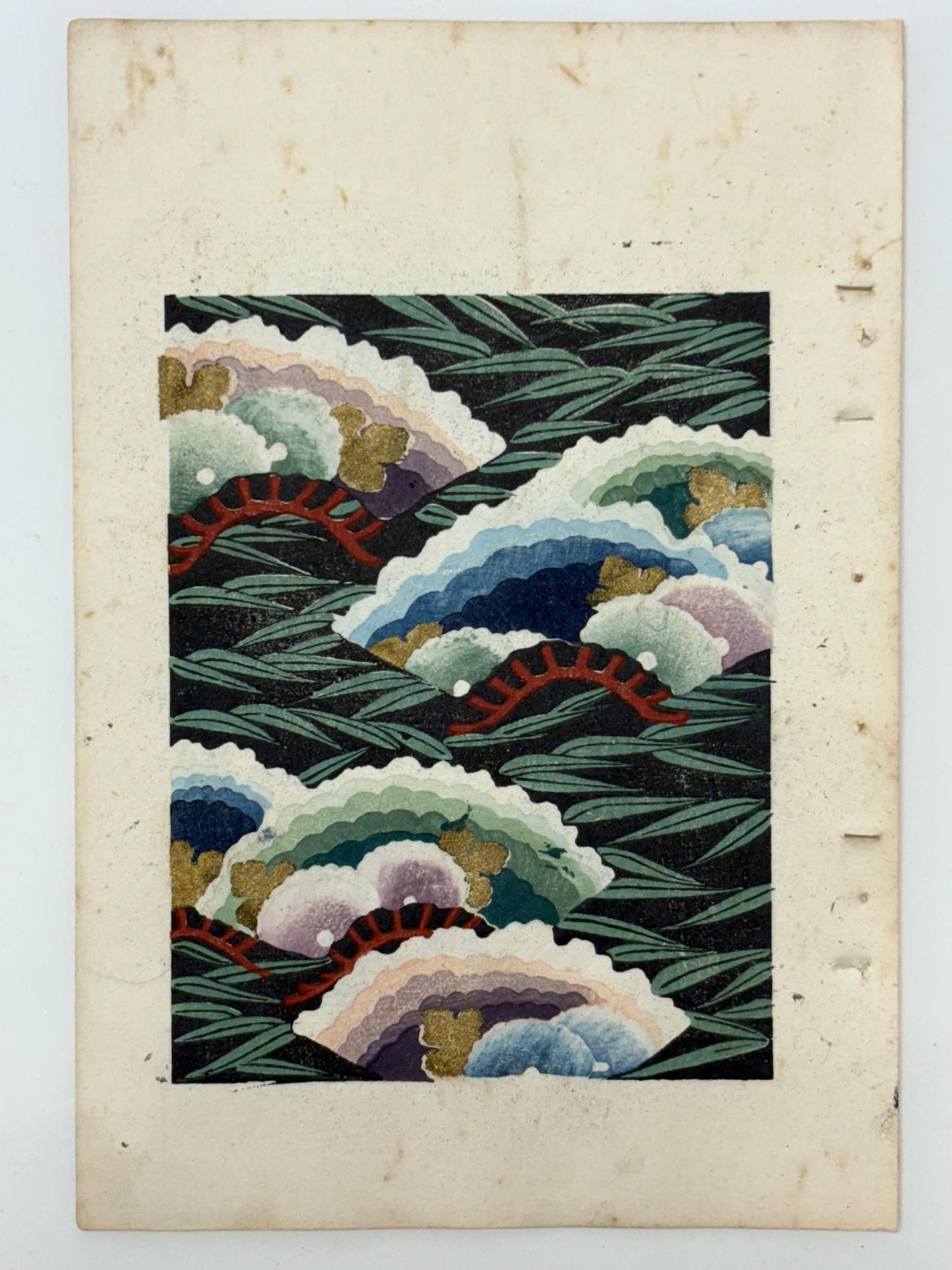 Japanese Antique Original Woodcut Print, Japanese design, Around 1900, Shin-Bijutsukai 9, Antique Japanese print, Kimono Design.