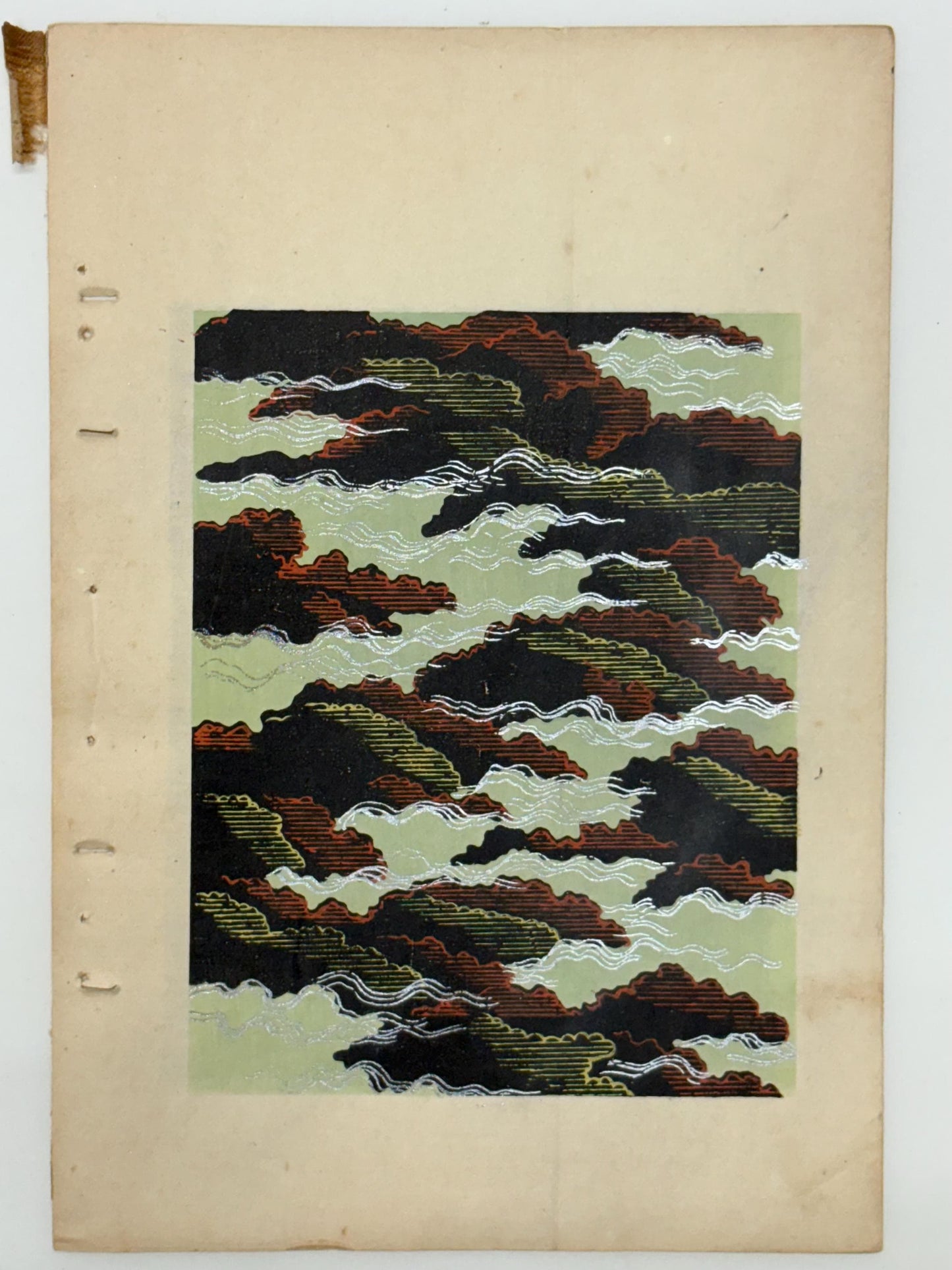 Japanese Antique Original Woodcut Print, Japanese design, Around 1900, Shin-Bijutsukai 9, Antique Japanese print, Kimono Design.