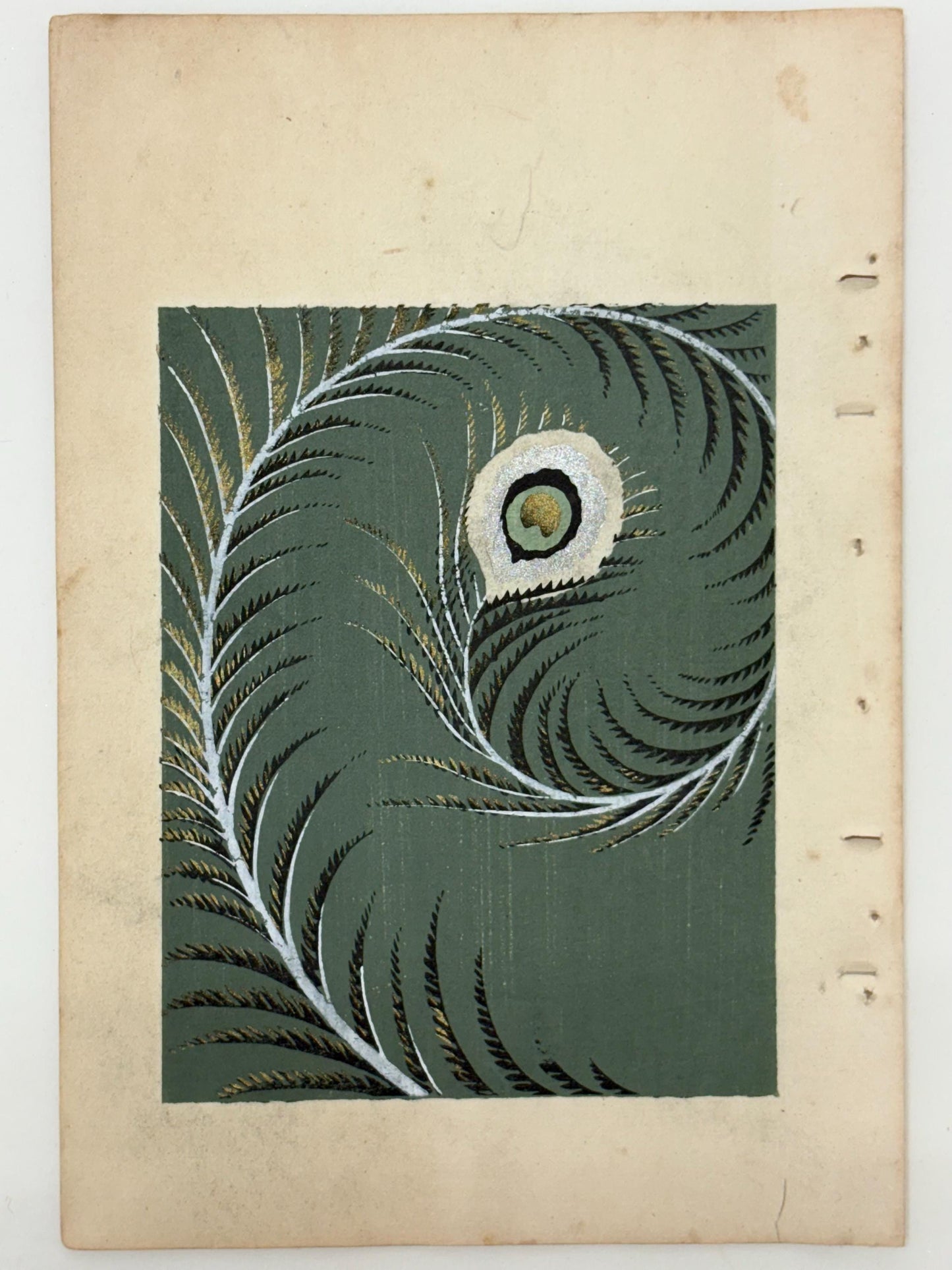 Japanese Antique Original Woodcut Print, Japanese design, Around 1900, Shin-Bijutsukai 10, Antique Japanese print, Kimono Design.