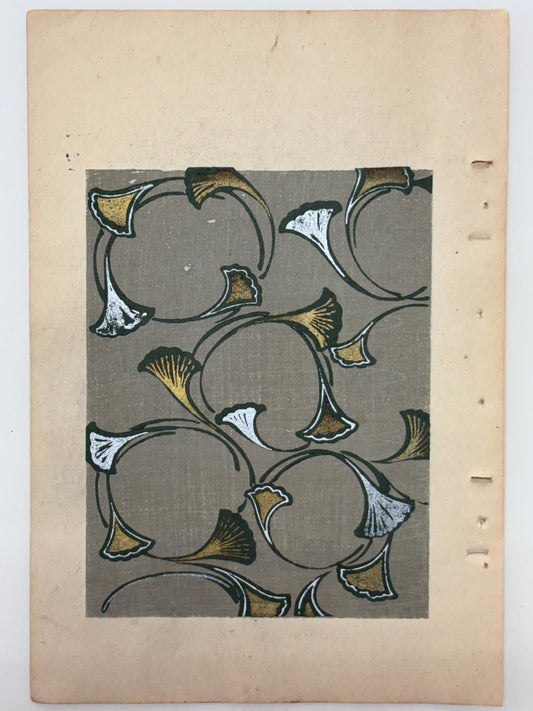 Japanese Antique Original Woodcut Print, Japanese design, Around 1900, Shin-Bijutsukai 10, Antique Japanese print, Kimono Design.
