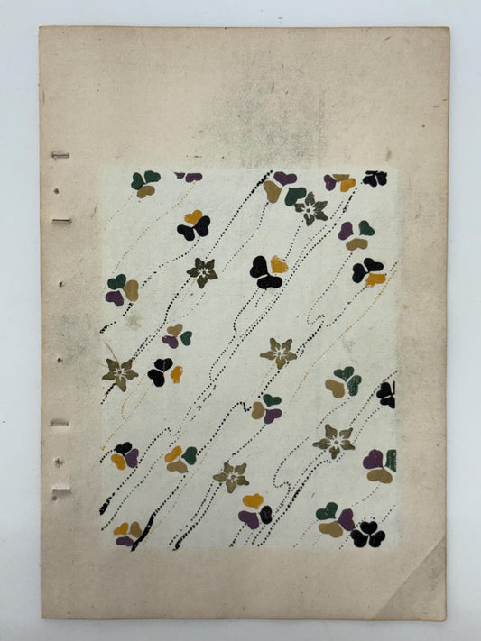 Japanese Antique Original Woodcut Print, Japanese design, Around 1900, Shin-Bijutsukai 10, Antique Japanese print, Kimono Design.