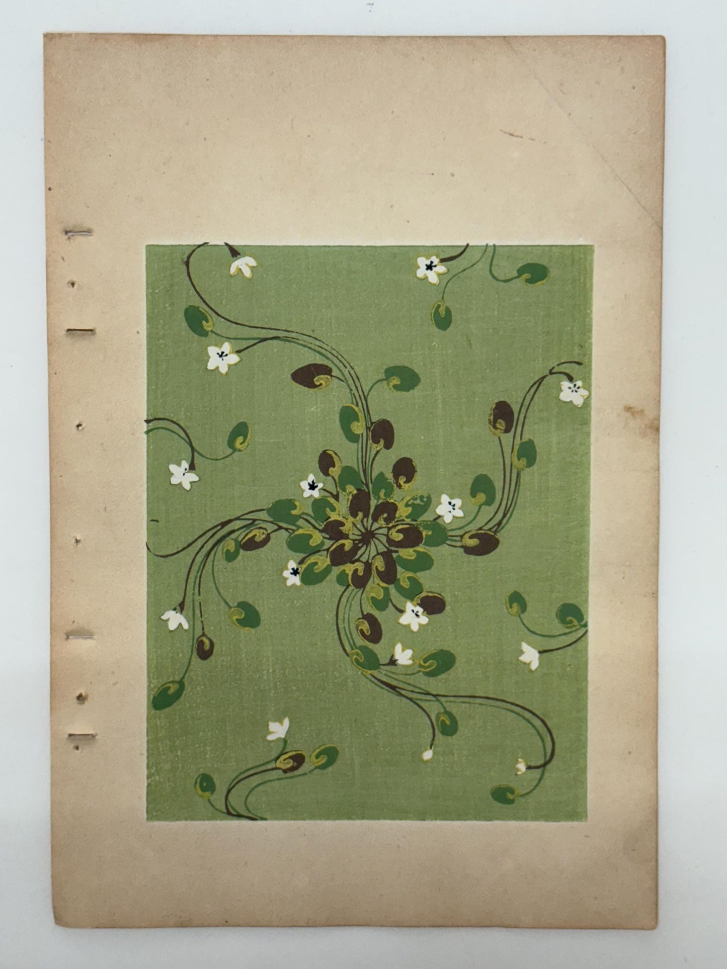 Japanese Antique Original Woodcut Print, Japanese design, Around 1900, Shin-Bijutsukai 10, Antique Japanese print, Kimono Design.