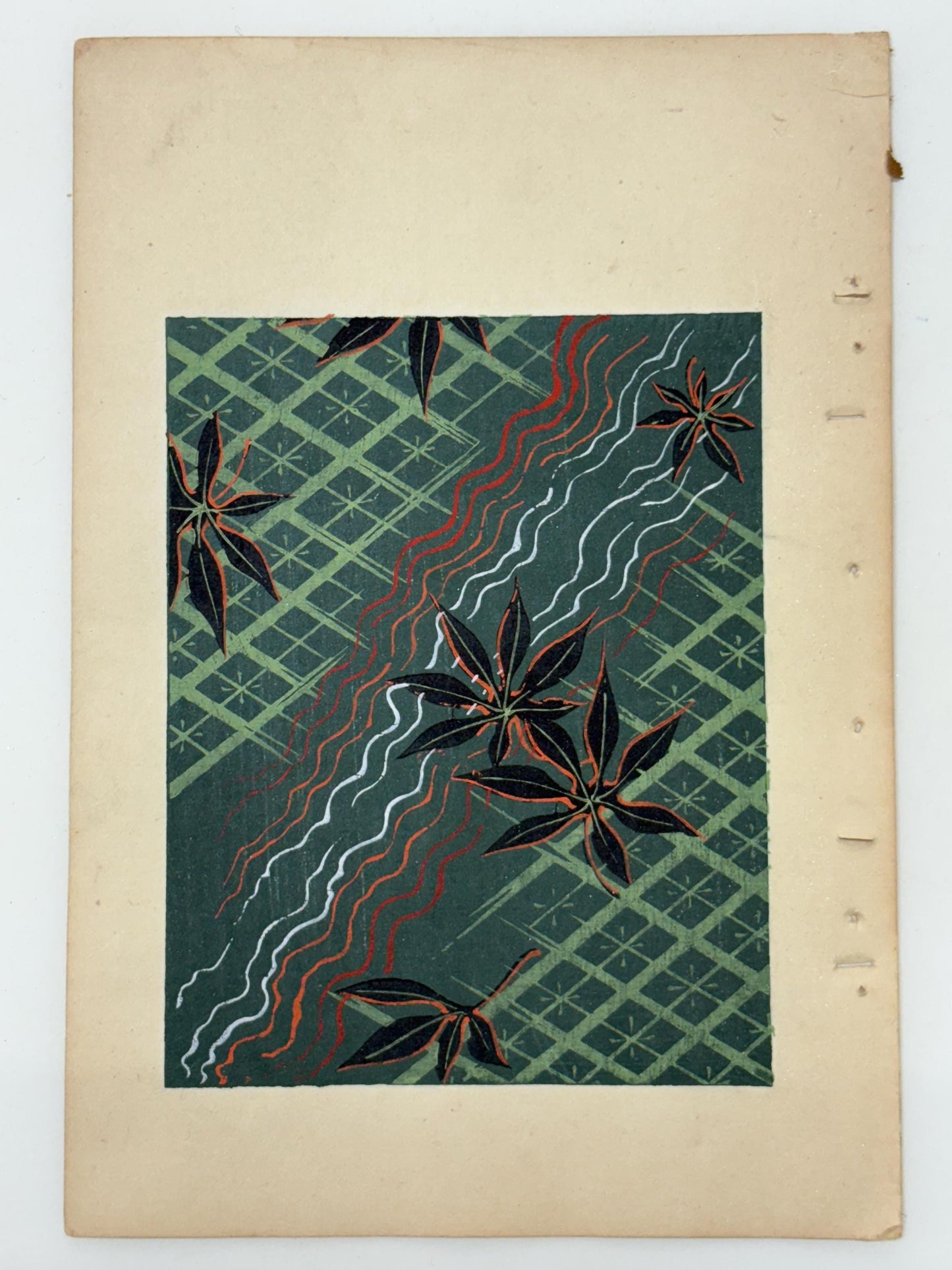 Japanese Antique Original Woodcut Print, Japanese design, Around 1900, Shin-Bijutsukai 12, Antique Japanese print, Kimono Design.